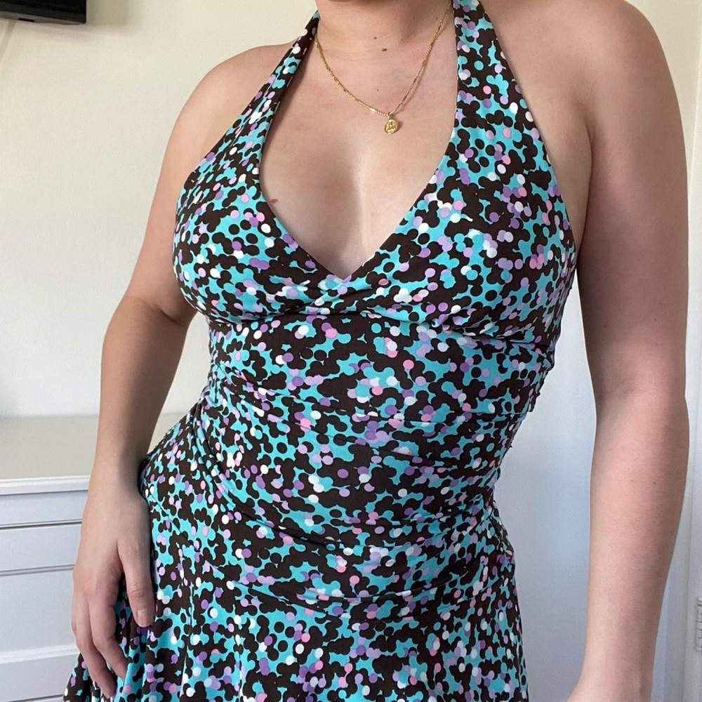 Vintage 2000s polka dot mini Halter Neck Dress